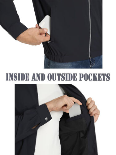Men's Fall Lightweight Windbreaker Casual Bomber Jacket Laydown Collar Jackets - Picture 31 of 90