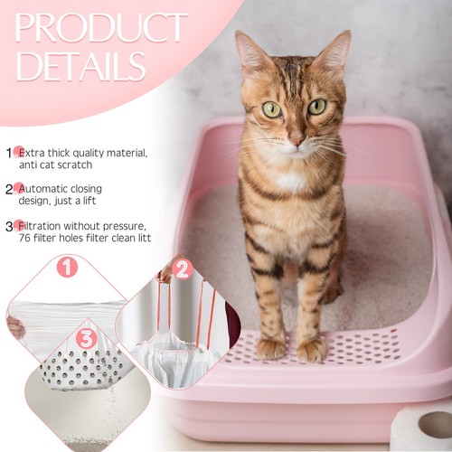 56 Count Sifting Cat Litter Bags Jumbo Thick Cat Litter Box Liners with Holes... - Picture 3 of 7