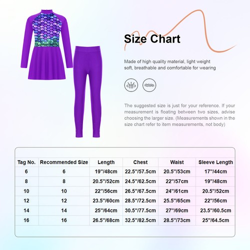 Kids Girl's Bathing Suit Long Sleeve Dress with Pants Swimsuit UV Protection - Bild 31 von 41