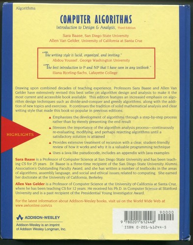 Computer Algorithms: Introduction to Design & Analysis by Sara Baase ...