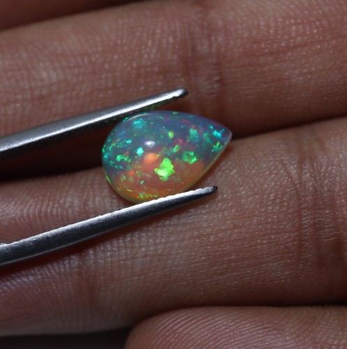 2,7 quilates 12,9 x 9,1 mm real AAA verde azul arco iris fuego ópalo etíope pera cabujón - Imagen 10 de 10