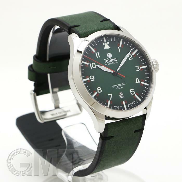 Authentic TUTIMA Watch 6105-29 Flieger Green Self-winding Sapphire Crystal glass