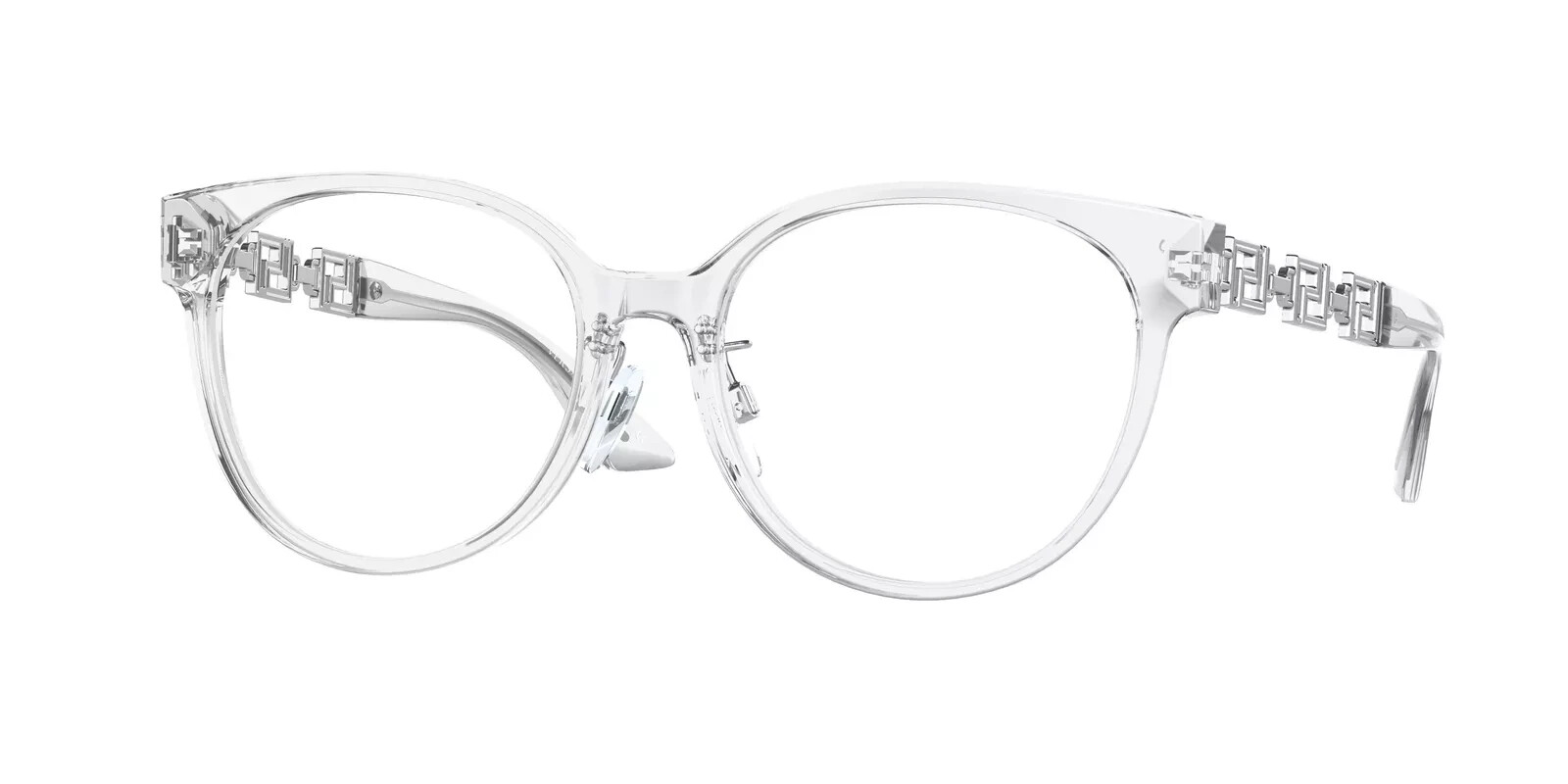 Очки Versace Cateye Eyeglasses VE3302D 148 54 в прозрачной оправе с серебристыми металлическими дужками