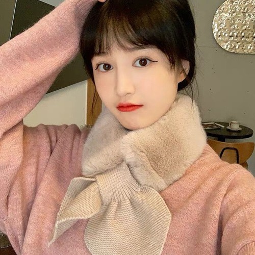 Women Knitted Faux Rabbit Fur Shawl Cross Scarf Collar Winter Warm Neck Cover  ∂ - Bild 18 von 23