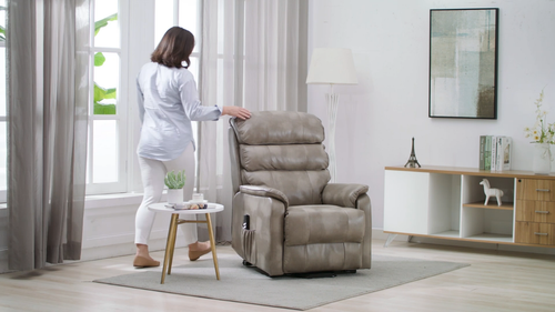 BUCKINGHAM DUAL MOTOR ELECTRIC RISER RECLINER BOND LEATHER MOBILITY LIFT CHAIR - Video 1 of 1