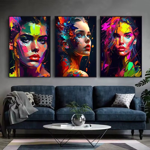 Abstract Colorful Woman Poster Print Modern Wall Art Canvas Painting Living Room