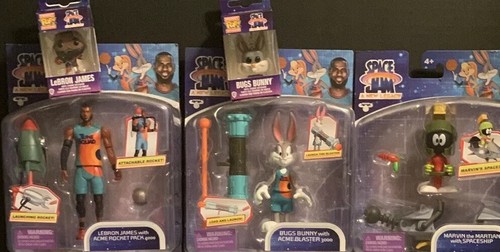 Space Jam Un nuevo legado - Lote de 3 figuras funko Lebron James Bus Bunny Marvin - Imagen 2 de 11