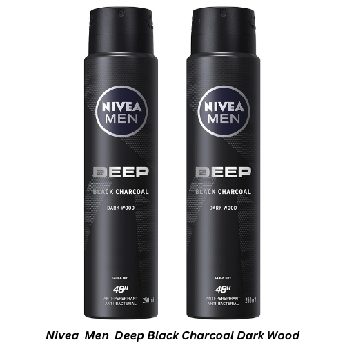 x 2 Nivea Men Deep Black Charcoal Dark Wood 48H Anti-Perspirant Spray 250ml