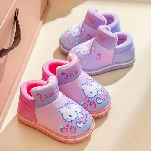 Sanrio Hello Kitty Faux Fur Insulated Boots Girls Ombre Designed Winter Booties - Picture 11 of 13