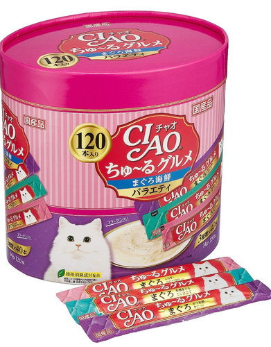 INABA CIAO Churu Gourmet Katze behandelt 14g × 120 Stöcke Meeresfrüchte Sorte Tierfutter - Bild 9 von 20