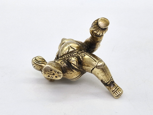 Antique 19th Century Indian Brass Statue Baby Krishna Butter Ball Crawling - Picture 8 of 9