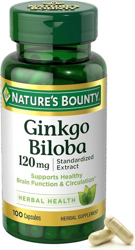 Nature's Bounty Ginkgo Biloba 120mg Capsules for Enhanced Memory & Brain Health - Picture 3 of 9
