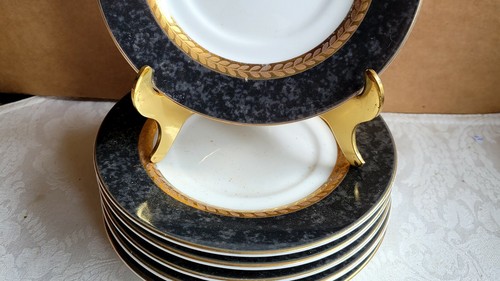 6pc RETRONEU Imperial Collection, Gray Marble 490, Fine China 6 3/8" Plates - Picture 2 of 4