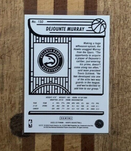 2022 NBA Hoops Green Lazer DEJOUNTE MURRAY #150 - Hawks - Picture 2 of 2
