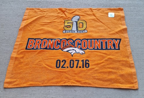 NFL 2016 Super Bowl 50 Football Denver Broncos Country Orange Rally Towel NWT  - Picture 5 of 5