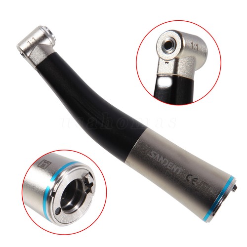 Black Dental LED 1:1 Fiber Optic Contra Angle Low Speed Handpiece Push button - Picture 13 of 24