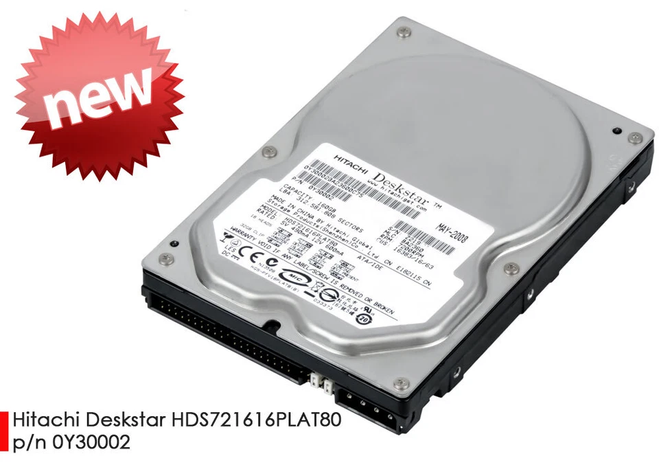 160GB 3.5" 8.89Cm IDE PATA Hard Drive Hitachi 7K160 HDS721616PLAT80 New V682 - Image 2 of 3