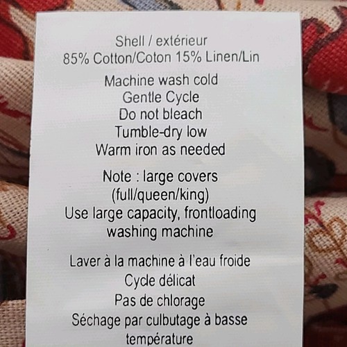 Pottery Barn Duvet Cover Full/ Queen Jacobean Floral Red Blue Cotton/Linen New - Picture 8 of 9