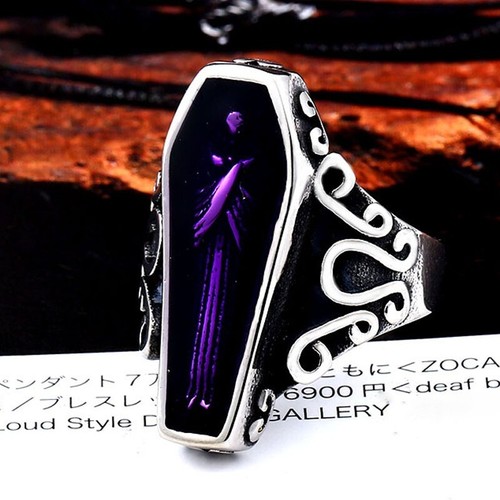 Skull Cool Punk Rings Man Band 316L Stainless Steel Steam Ram Gothic Men Ring - Picture 38 of 38