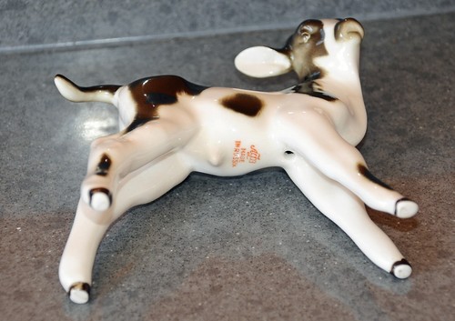 Lomonosov Imperial Russian Ceramic Black & White Bull Calf Cow 17 cms high - Picture 5 of 5