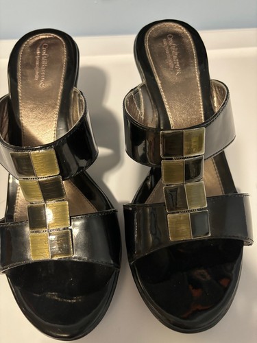 Croft And Barrow women black sandal heel open toe size 7 1/2 medium - Picture 1 of 8