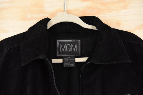 Vintage LAS VEGAS Embroidered MGM Velvet Mens Medium Fleece Lined Bomber Jacket - Picture 6 of 23