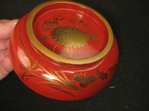 ANTIQUE JAPANESE EDO ERA (C.1850) LACQUER MAKIE WOODEN LIDDED SOUP / RICE BOWL^ - Picture 8 of 11