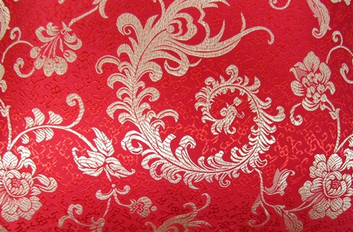 Faux Silk Brocade(Red Background)Jacquard Damask Kimono Fabric Material BL22-BY - Picture 14 of 37