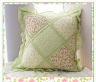 Handmade Shabby  Green Country Patchwork Quilted Cushion Cover Laura Ashley