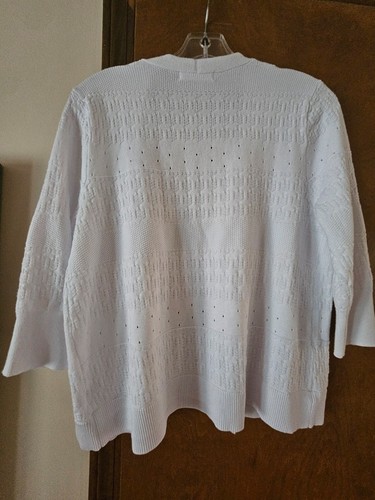 89 th + Madison woman's open front white cardigan size M - Picture 10 of 12