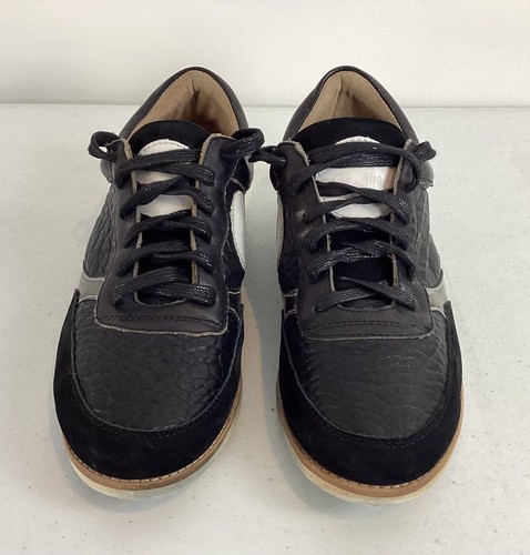 Rollie Womens Trainer Shoes Size 39 Black Silver White Leather Lace Up Sneaker - Bild 5 von 9