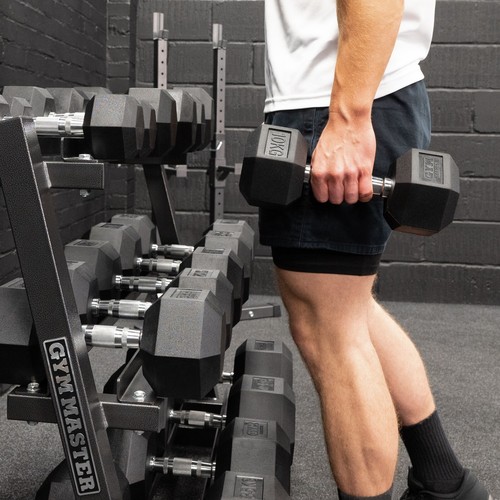 Hex Dumbbells Cast Iron Hexagonal Rubber Encased Home Gym Hand Weight 1-30KG - Picture 63 of 196