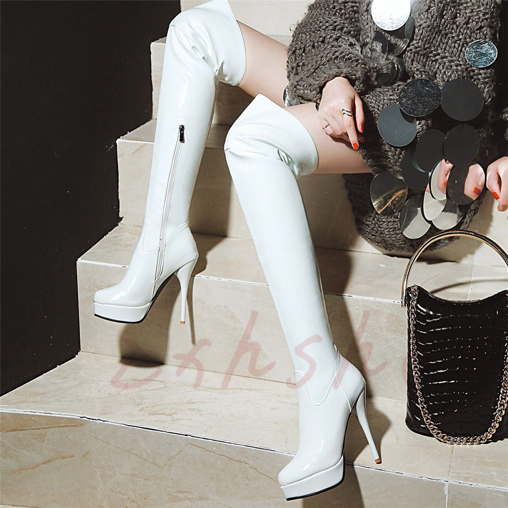 11CM Lackleder Damen Overkneestiefel Stilettos Glanz Platform High Heels Stiefel 11CM Lackleder Damen Overkneestiefel Stilettos Glanz Platform High Heels Stiefel