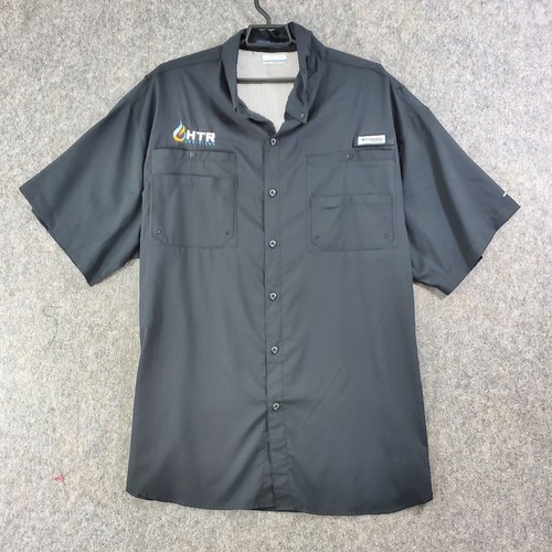 Chemise Columbia PFG homme 3X noir Tamiami bouton devant logo ventilé omni-ombre