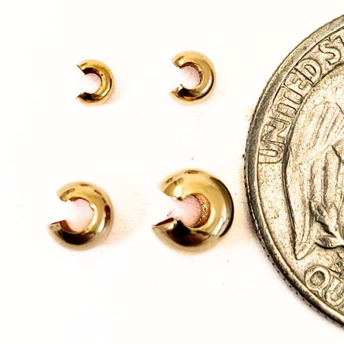 Quetsch Abdeckung Perlen Echt 14K Gold Gefüllt Zwischenring Schmuck Zubehör 2,4mm 3mm 4mm 5mm - Bild 10 von 12