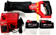 Milwaukee FUEL 2821-20 18V Sawzall, (2) 48-11-1828 3.0 AH Battery,  Charger M18