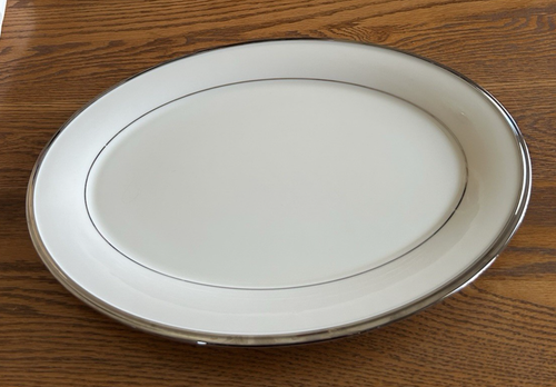 LENOX SOLITAIRE SERVING PLATTER 16 3/4" IVORY AND PLATINUM RIM VINTAGE ELEGANCE - Picture 5 of 10