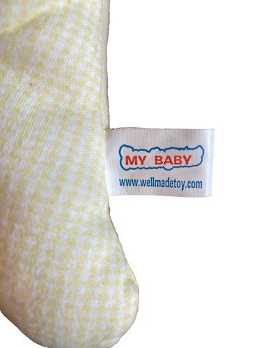 Vtg 2002 Well Made Toys 10" Yellow Gingham Stuffed “My Baby” Plush Doll Toy - Picture 5 of 7
