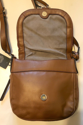 Borsa a tracolla Vince Camuto Bailey M/L pelle trapuntata rum scuro borsa da sella NUOVA - Foto 7 di 14