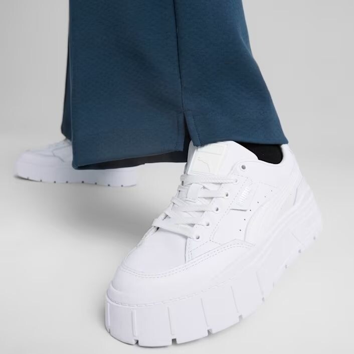 Puma Mayze Stack Leather Sneakers in White | eBay