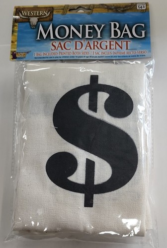 Wild West Bank Robber Money Bag Sack Pouch Outlaw Western Costume Accessory Prop - Picture 1 of 2
