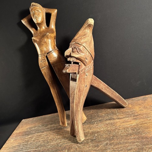 Vintage Nut Cracker Lot (2) hand carved wooden old man Woman Legs PRIORITY MAIL - Picture 13 of 13