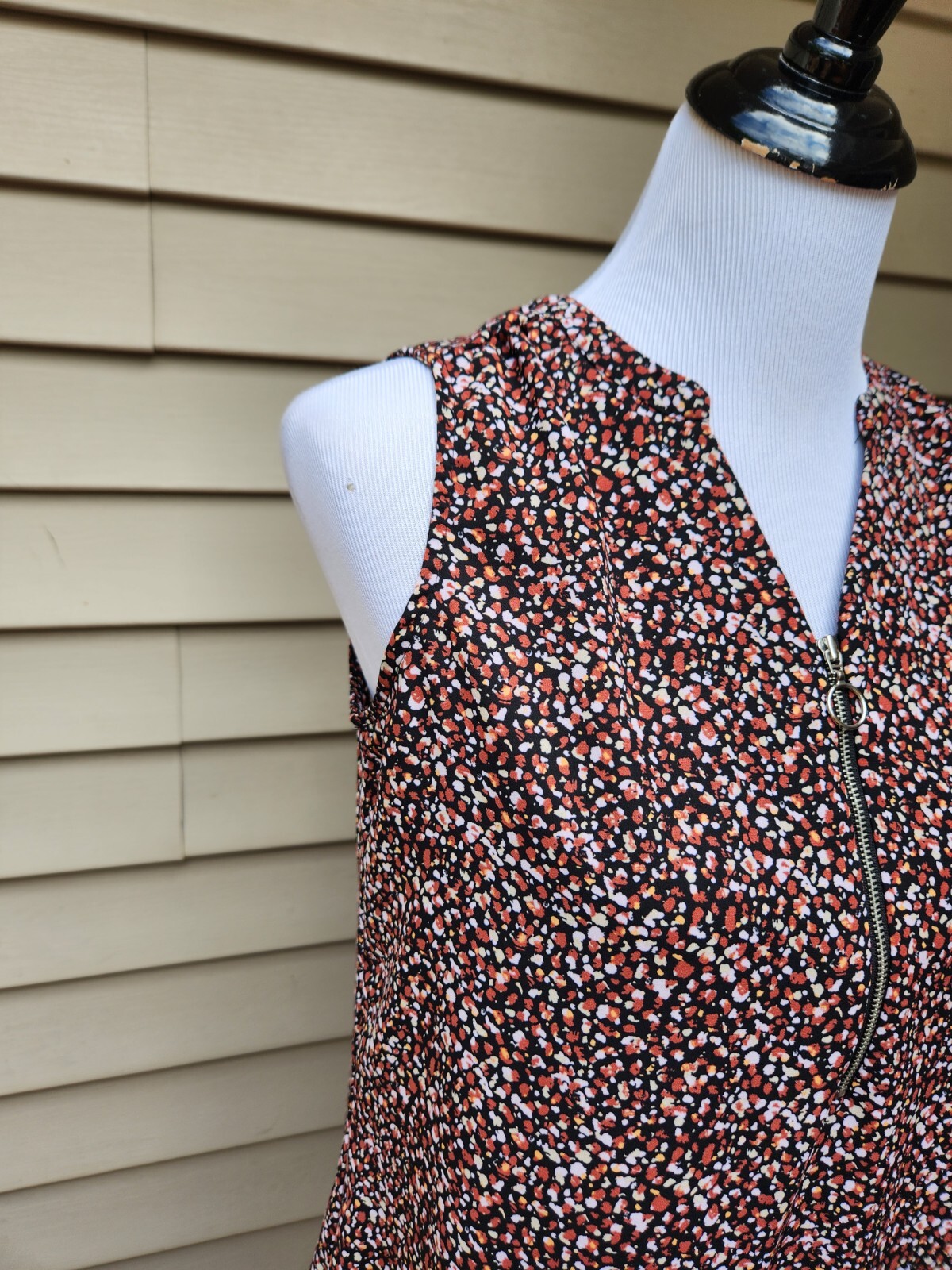 Apt. 9 Red Multicolor Blouse SMALL Abstract Polka… - image 4