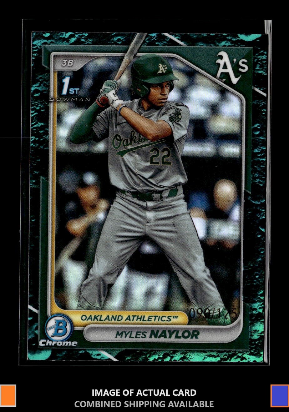 2024 Bowman BCP-136 Myles Naylor Chrome Aqua Lunar Refractor /125 Athletics