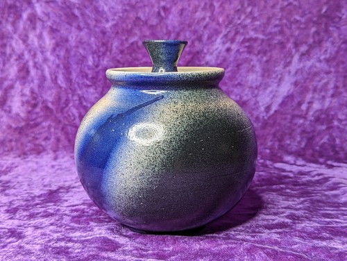 Jackpot Studio Pottery Stoneware Bean Pot Glazed Blue Canister Julie Knight BoHo - Picture 3 of 12