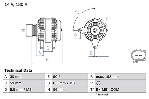 Alternator BOSCH Fits AUDI A4 8K B8 Avant A6 Allroad Q7 4L Van 04-15 059903018E - Picture 1 of 4