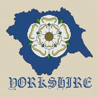 Yorkshire Karte & Flagge Kreuzstich Design (Kit oder Diagramm)