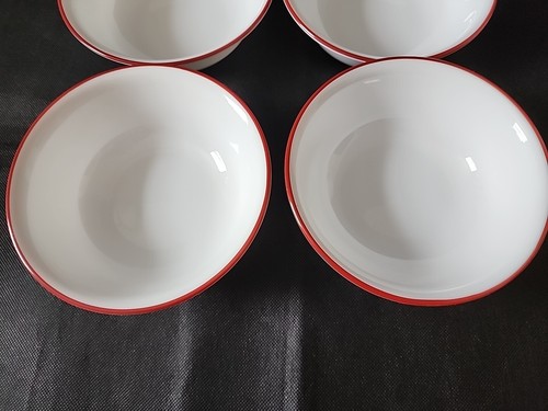Corelle by Corning White Cereal Bowls Red Trim Vintage ๐ Lot of 4 Retired - Picture 11 of 18