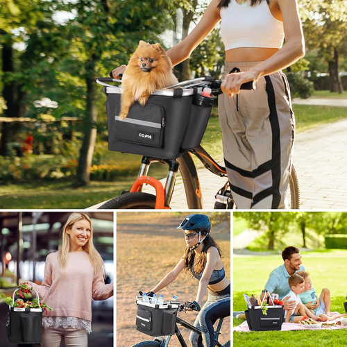 Detachable Bike Basket Multi-Purpose Bicycle Handlebar Basket for Pet Shopping - Picture 4 of 12