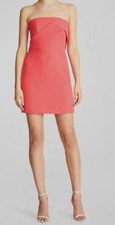 $375 Halston Women's Pink Kalani Cocktail Strapless Crepe Mini Dress Size 8